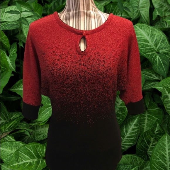 NY Collection red & black sweater Top size XS - Picture 2 of 10